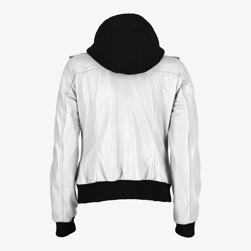 Women Removable Hood Leather Jacket