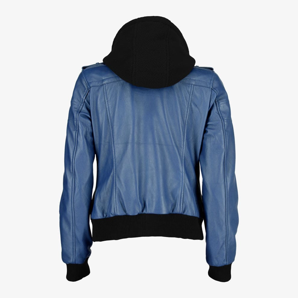 Women Removable Hood Leather Jacket