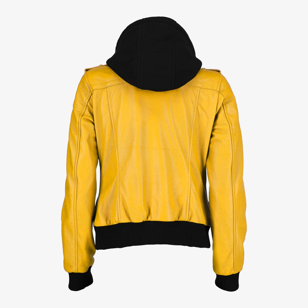 Women Removable Hood Leather Jacket