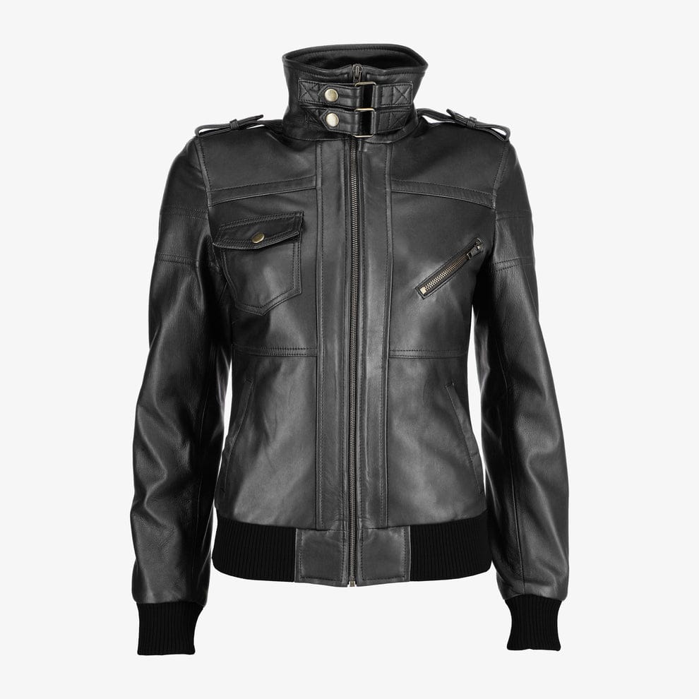 Women Removable Hood Leather Jacket