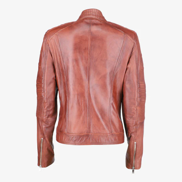 Women Cafe Racer Leather Jacket
