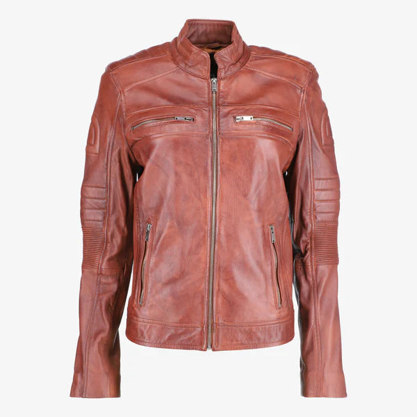 Women Cafe Racer Leather Jacket