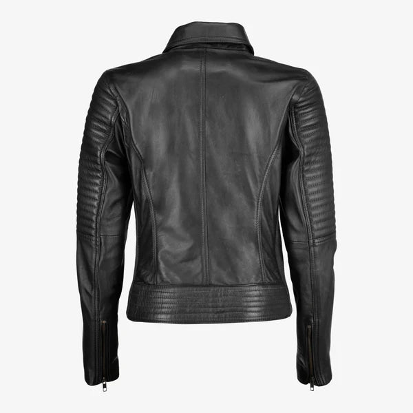 Women Asymmetrical Zip-up Leather Jacket