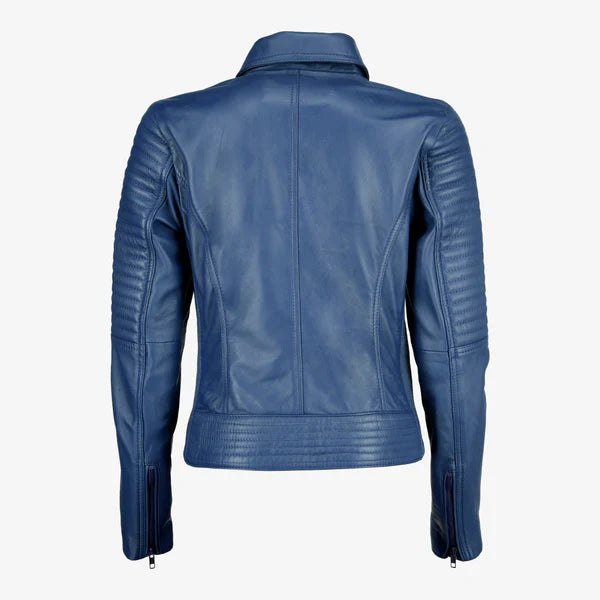 Women Asymmetrical Zip-up Leather Jacket