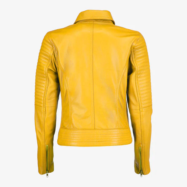 Women Asymmetrical Zip-up Leather Jacket