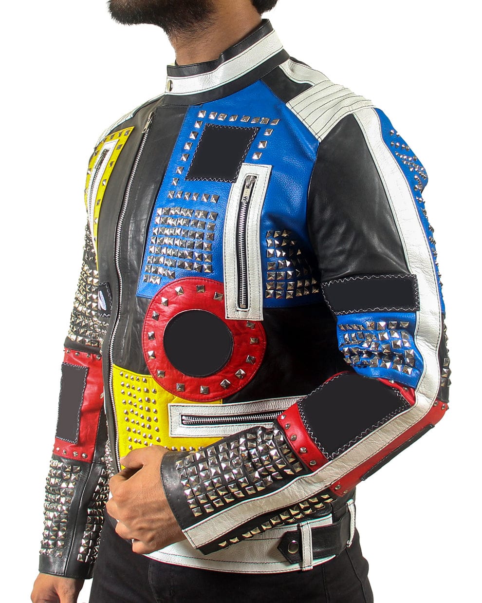 Mens Multi Color Studded Jacket