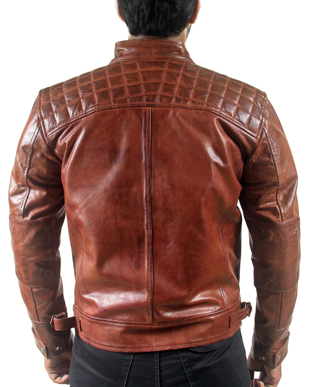 Mens Classic Padded Motorcycle Leather Jacket