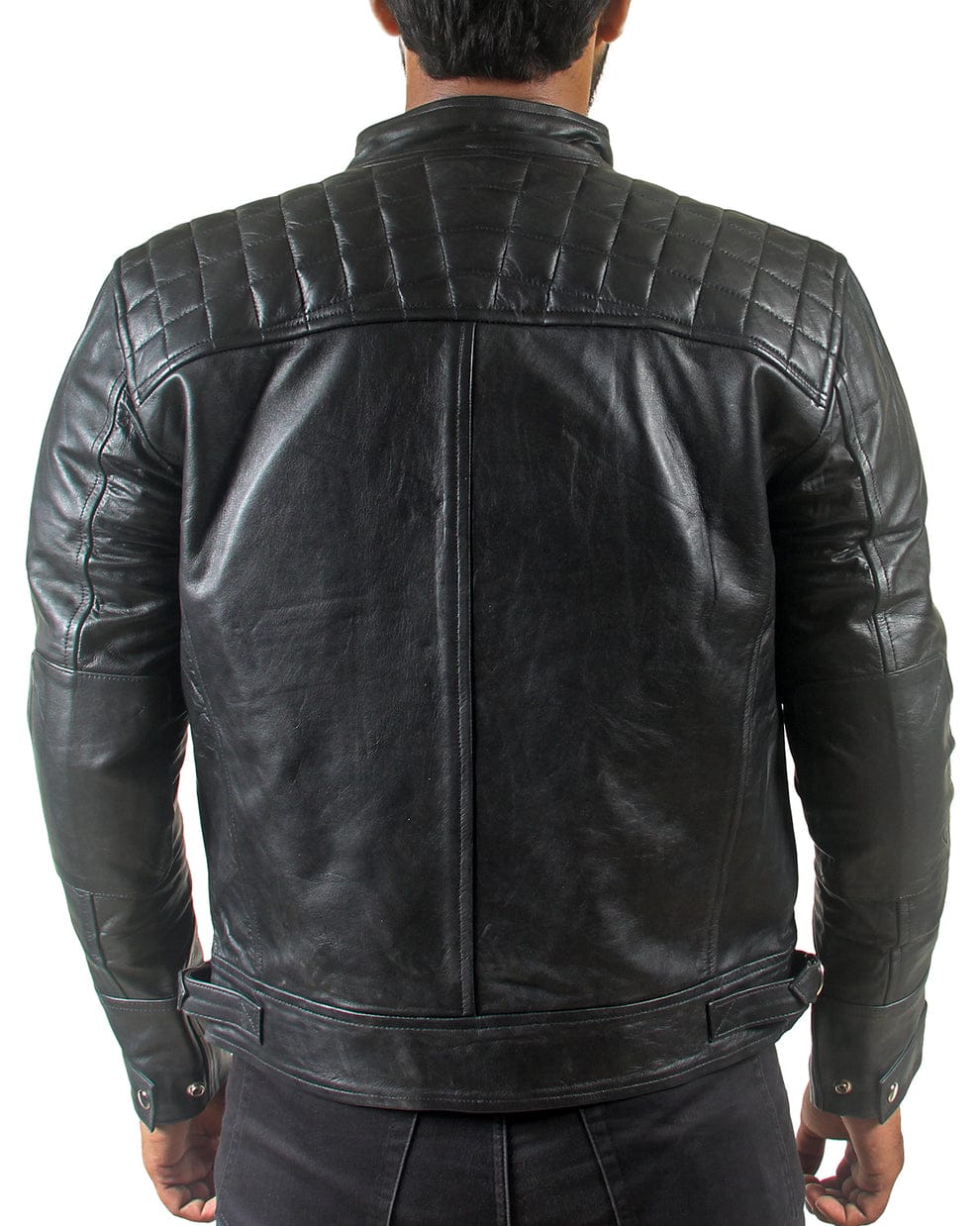 Mens Classic Padded Motorcycle Leather Jacket