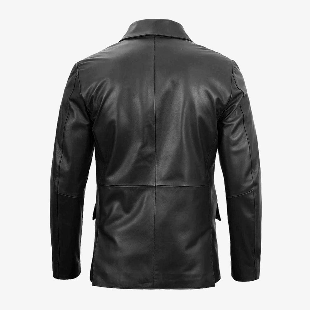 Mens Removable Hood Black Leather Jacket