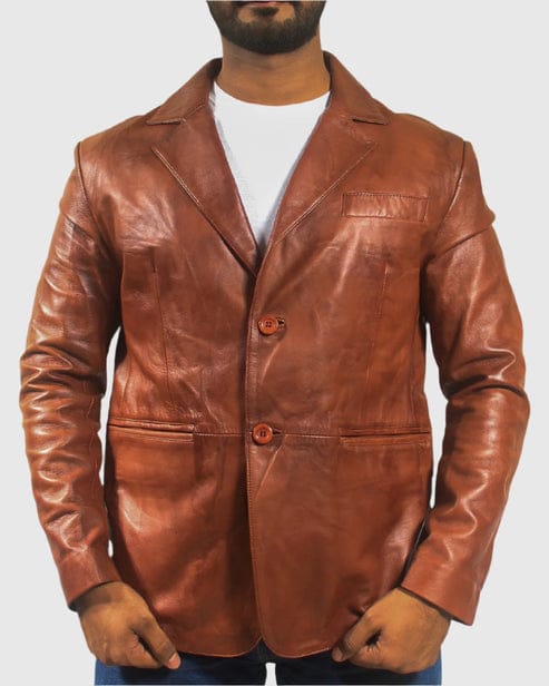 Mens Removable Hood Black Leather Jacket