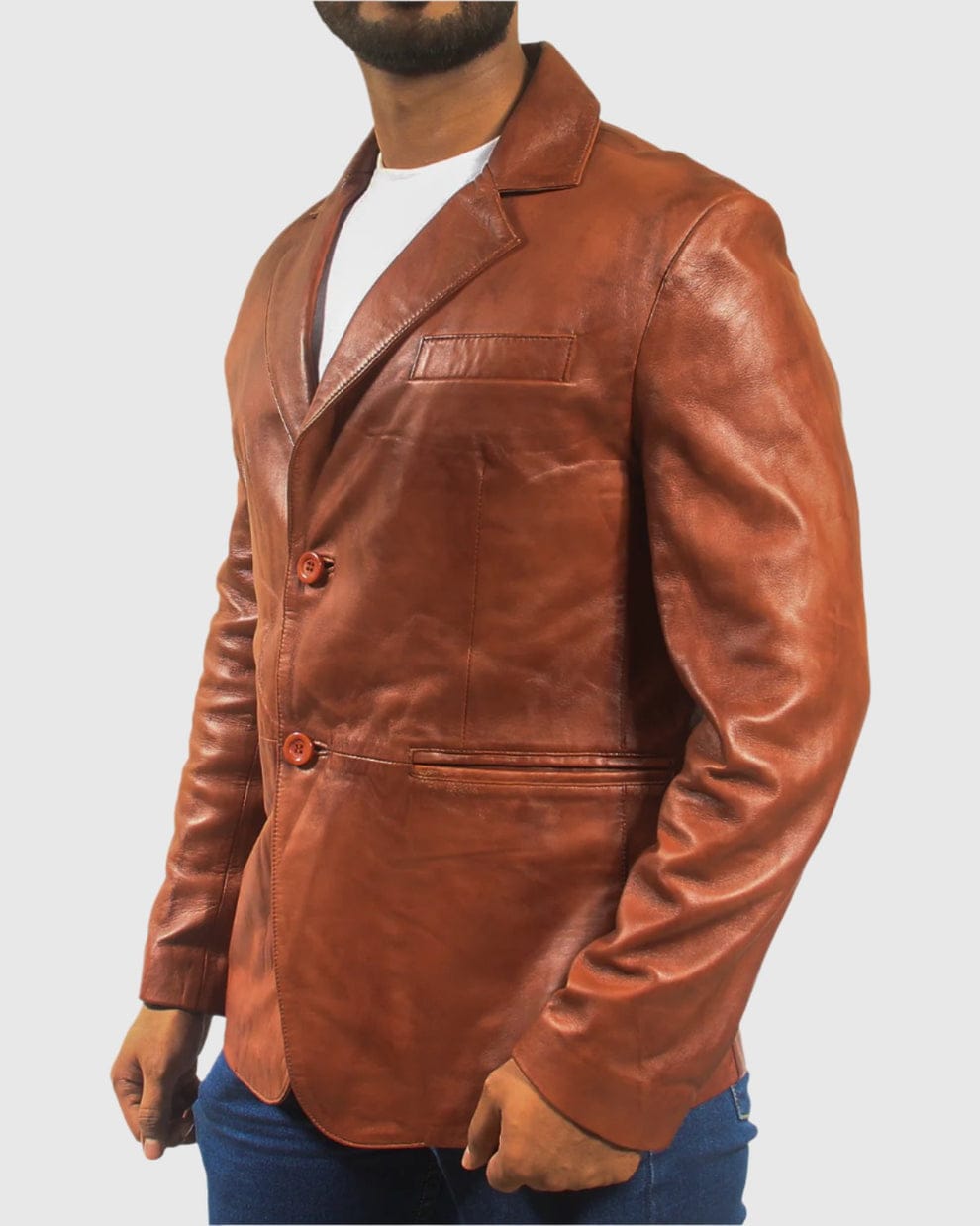 Mens Removable Hood Black Leather Jacket
