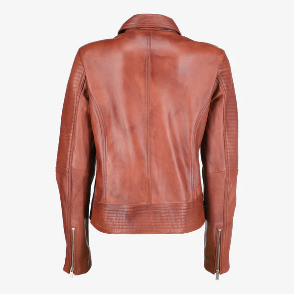 Women Asymmetrical Zip-up Leather Jacket