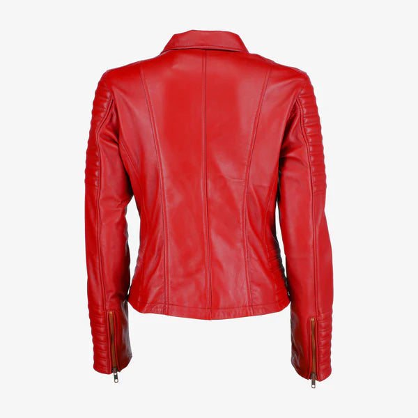 Women Asymmetrical Biker Leather Jacket
