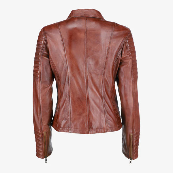 Women Asymmetrical Biker Leather Jacket