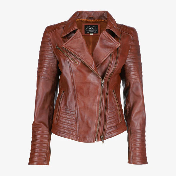 Women Asymmetrical Biker Leather Jacket