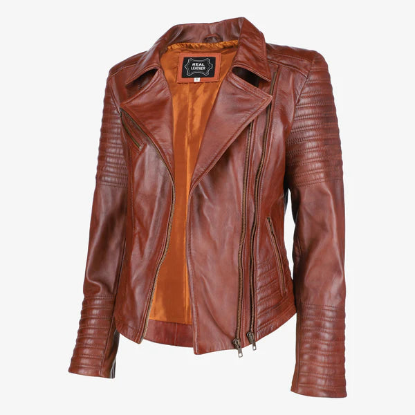 Women Asymmetrical Biker Leather Jacket