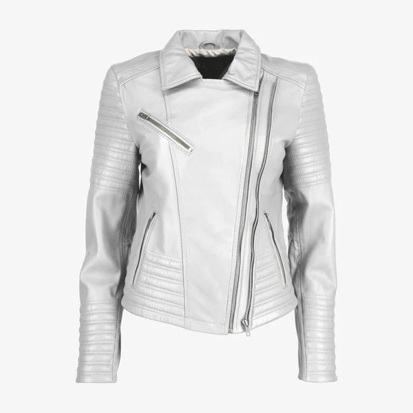 Women Asymmetrical Biker Leather Jacket