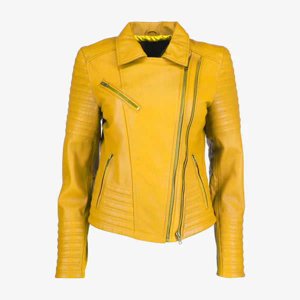 Women Asymmetrical Biker Leather Jacket
