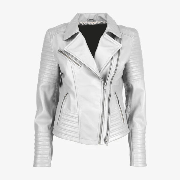 Women Asymmetrical Biker Leather Jacket