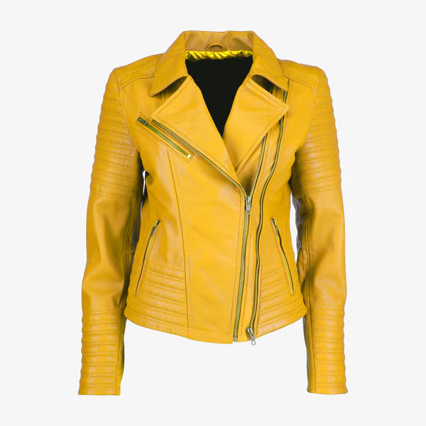Women Asymmetrical Biker Leather Jacket
