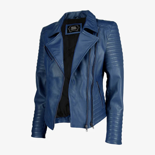 Women Asymmetrical Biker Leather Jacket