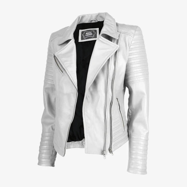 Women Asymmetrical Biker Leather Jacket
