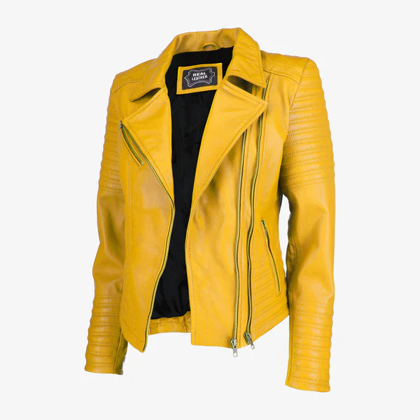 Women Asymmetrical Biker Leather Jacket