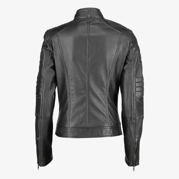 Women Cafe Racer Leather Jacket