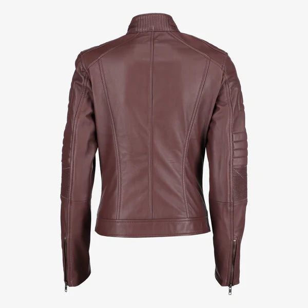 Women Cafe Racer Leather Jacket