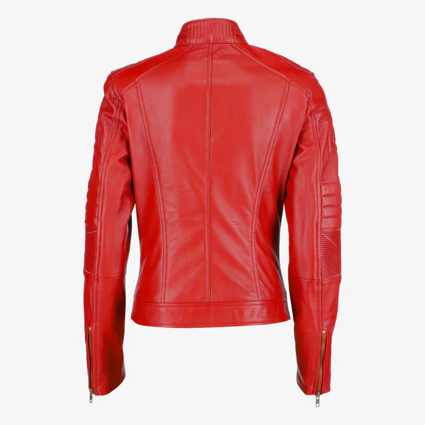 Women Cafe Racer Leather Jacket