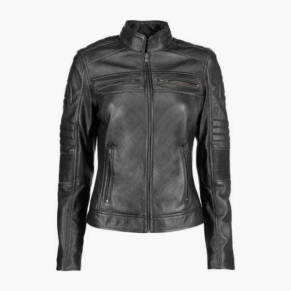 Women Cafe Racer Leather Jacket