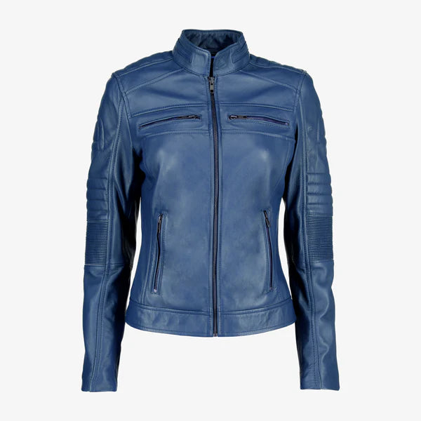 Women Cafe Racer Leather Jacket