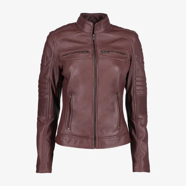 Women Cafe Racer Leather Jacket