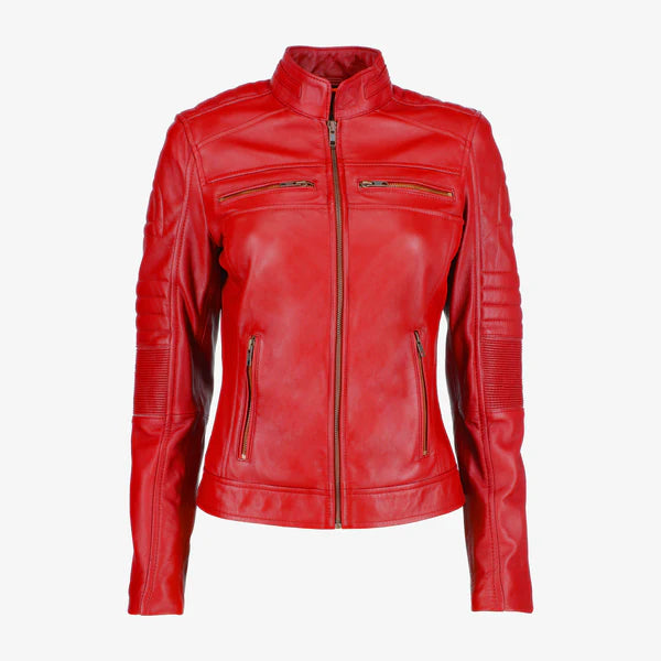 Women Cafe Racer Leather Jacket