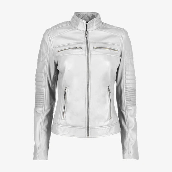 Women Cafe Racer Leather Jacket