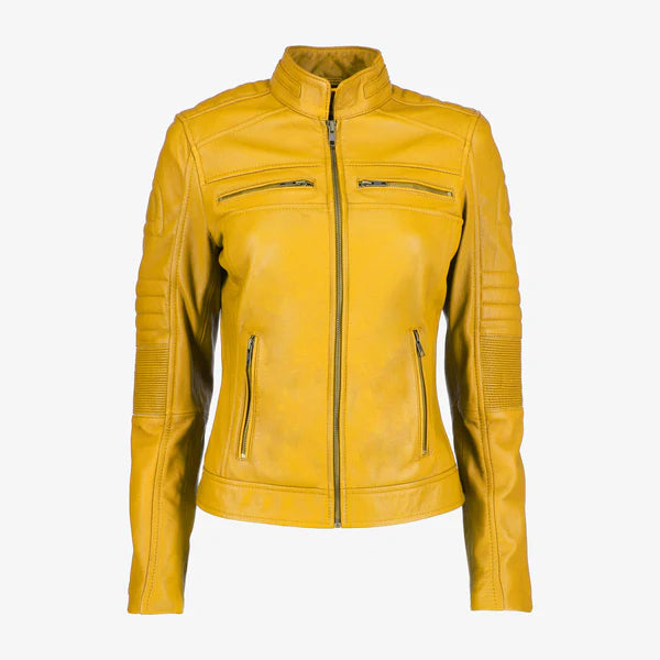 Women Cafe Racer Leather Jacket