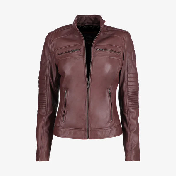 Women Cafe Racer Leather Jacket