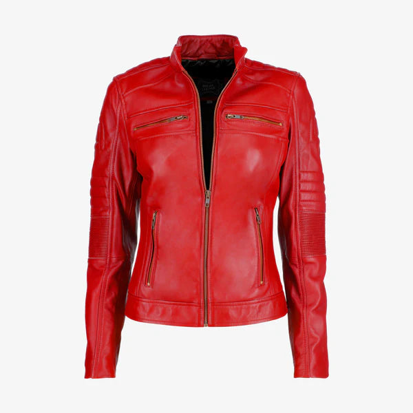Women Cafe Racer Leather Jacket