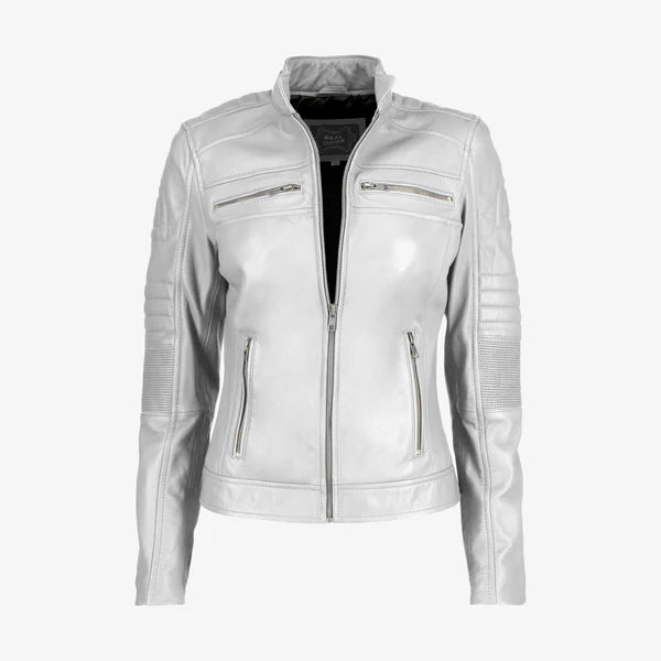 Women Cafe Racer Leather Jacket