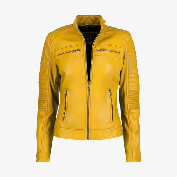 Women Cafe Racer Leather Jacket
