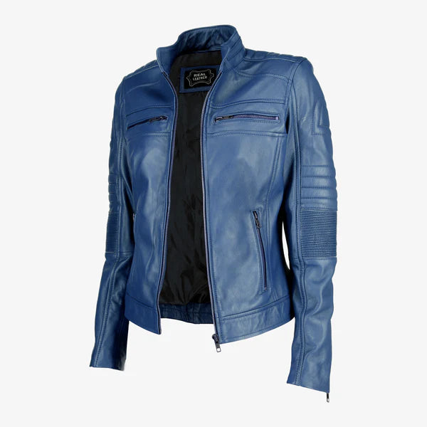 Women Cafe Racer Leather Jacket