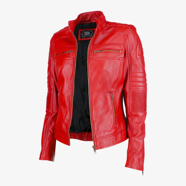 Women Cafe Racer Leather Jacket