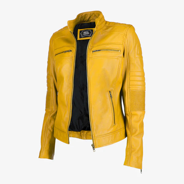Women Cafe Racer Leather Jacket