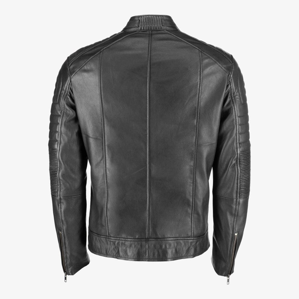 Mens Removable Hood Black Leather Jacket