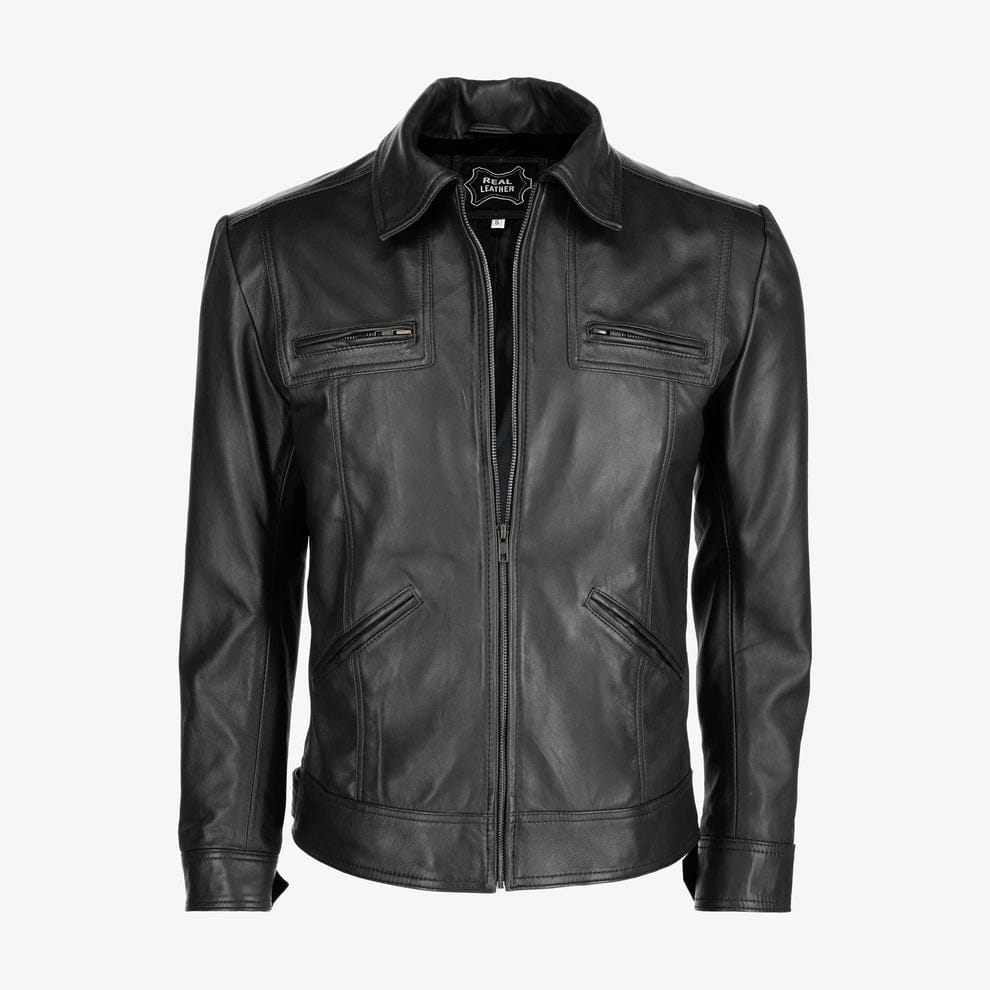 Mens Trucker Brown Leather Jacket