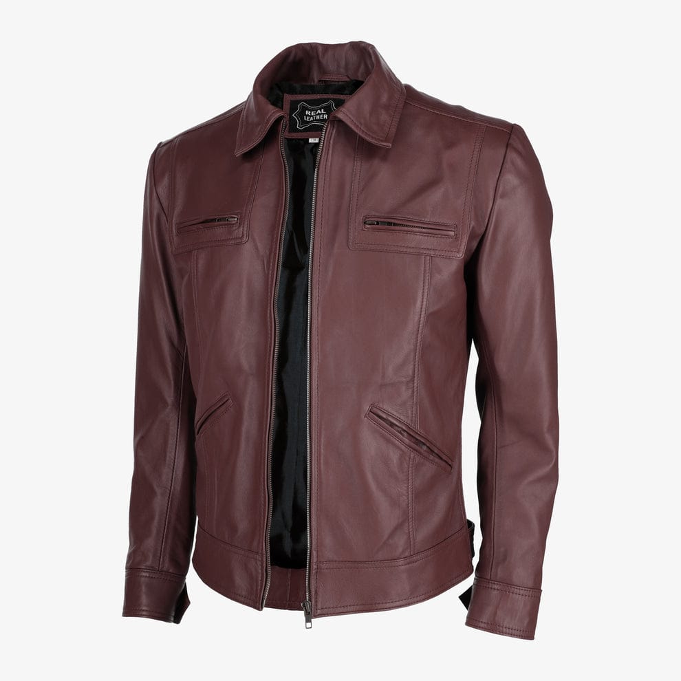 Mens Trucker Brown Leather Jacket