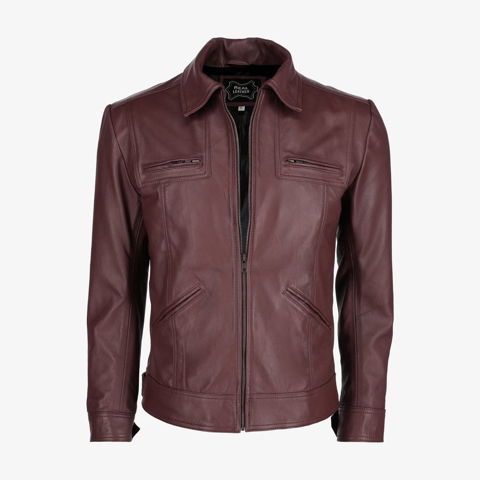 Mens Trucker Brown Leather Jacket