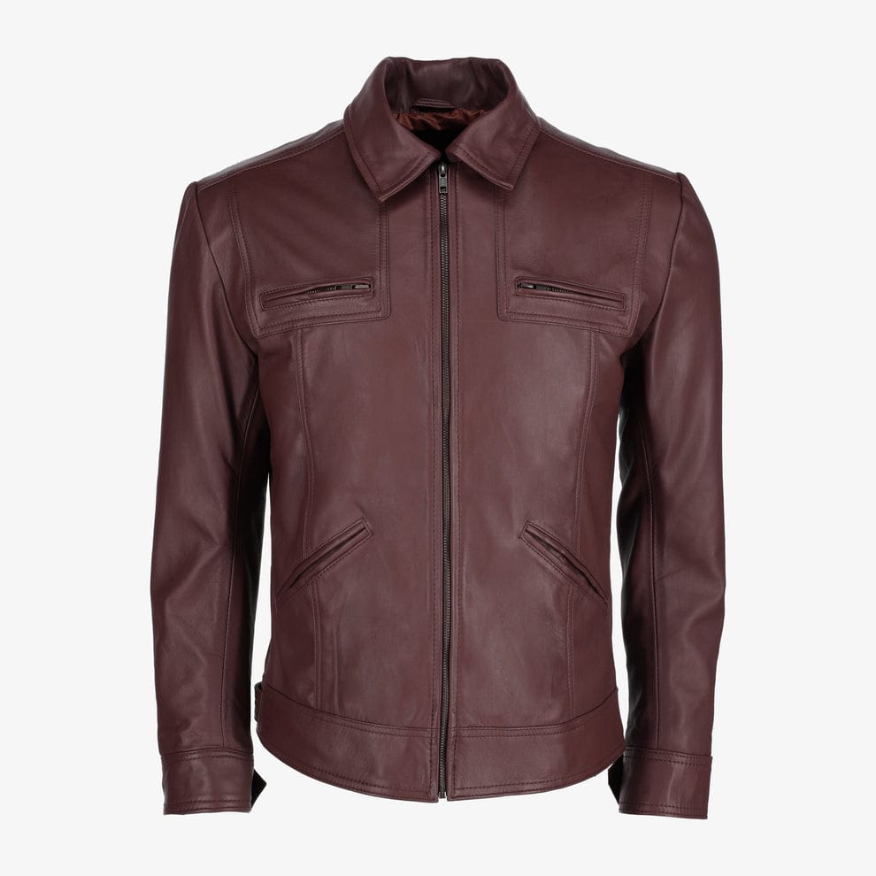 Mens Trucker Brown Leather Jacket