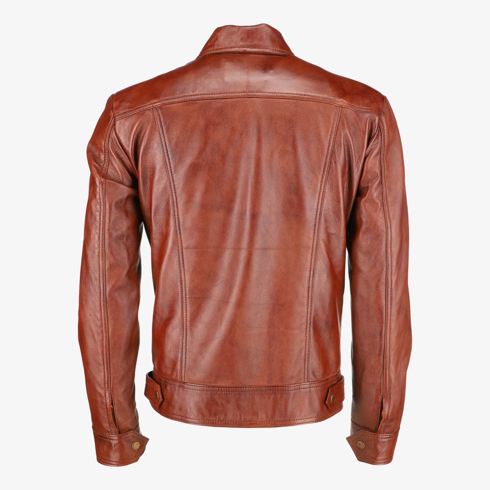 Mens Trucker Brown Leather Jacket
