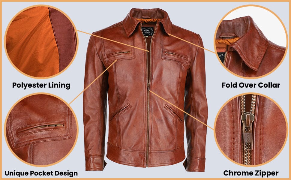 Mens Trucker Brown Leather Jacket